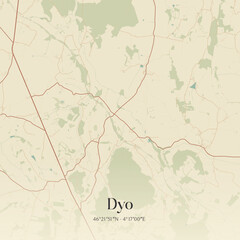 Vintage map of Dyo, France.