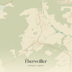 Obraz premium Vintage map of Ébersviller, France.