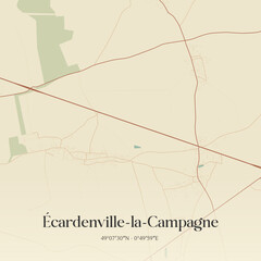 Fototapeta premium Vintage map of Écardenville-la-Campagne, France.