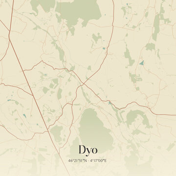 Vintage map of Dyo, France.