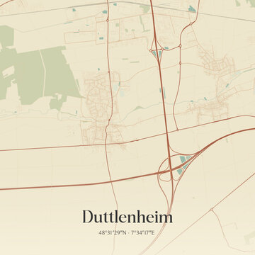 Vintage map of Duttlenheim, France.