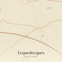 Vintage map of Ecquedecques, France.