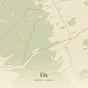 Vintage map of Eix, France.