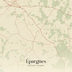 Fototapeta premium Vintage map of Épargnes, France.