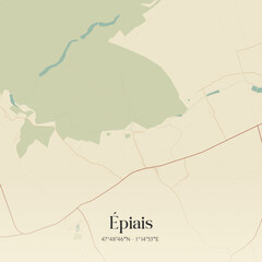 Fototapeta premium Vintage map of Épiais, France.