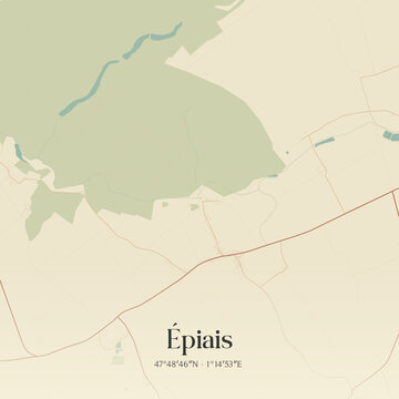 Vintage map of &Eacute;piais, France.