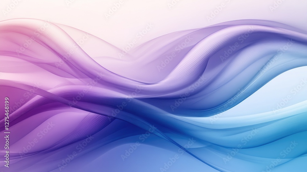 Aufkleber A flowing 3D wave pattern with a blend of blue and purple gradients, symbolizing the future of technology in a dynamic, fluid design