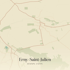 Obraz premium Vintage map of Erny-Saint-Julien, France.