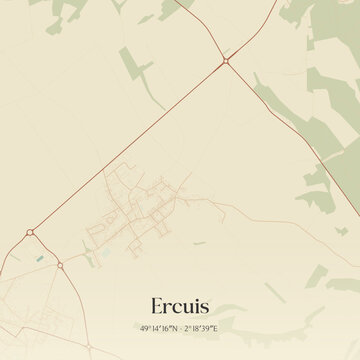 Vintage map of Ercuis, France.