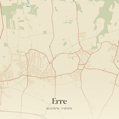 Obraz premium Vintage map of Erre, France.