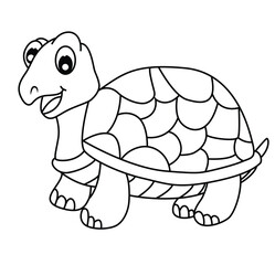 Cute cartoon hand drawn vector tortoise coloring page.