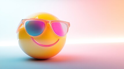 Cool Smiley Face Emoji with Sunglasses 3d Render