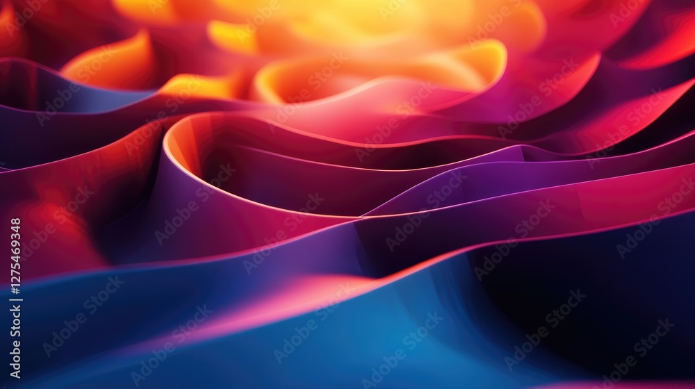Poster A mesmerizing abstract background of 3D fractal patterns in vibrant hues, illuminated by light effects, creating depth and complexity in the design