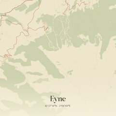 Vintage map of Eyne, France.