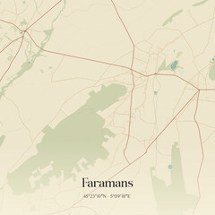 Obraz premium Vintage map of Faramans, France.