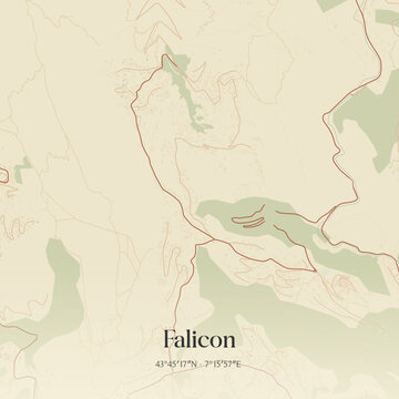 Vintage map of Falicon, France.