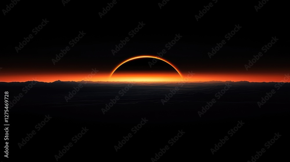 Poster a minimalist dark wallpaper with a gradient effect, giving the illusion of a solar eclipse with a so