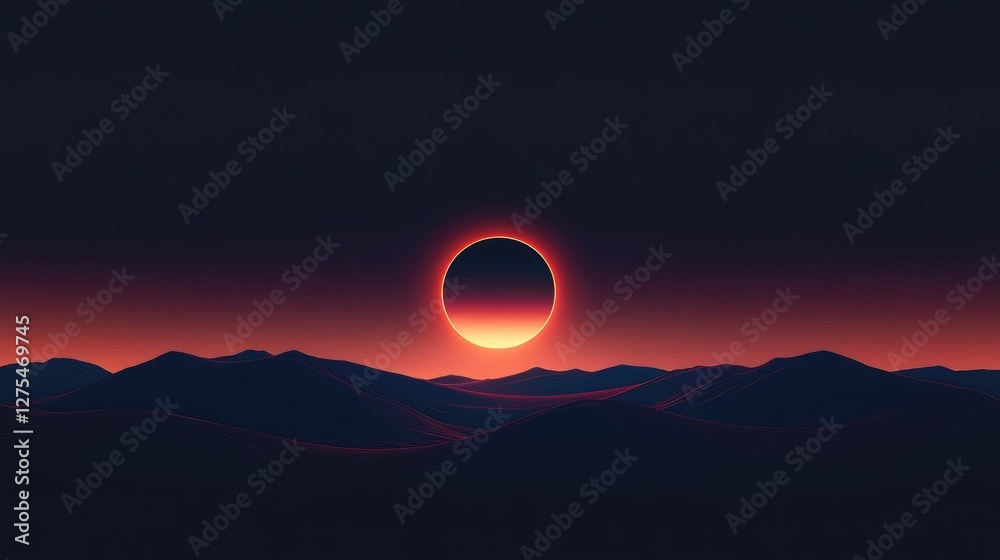 Poster a minimalist dark wallpaper with a gradient effect, giving the illusion of a solar eclipse with a so