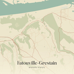 Vintage map of Fatouville-Grestain, France.