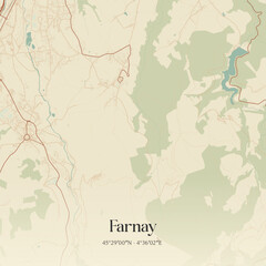 Vintage map of Farnay, France.