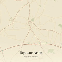 Vintage map of Faye-sur-Ardin, France.