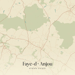 Vintage map of Faye-d'Anjou, France.