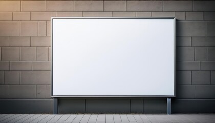 Urban Mockup White Paper Billboard Showcasing Vibrant Cityscape at Dusk Against a Frame on a Wall Background, Exuding Energy and Sophistication.
