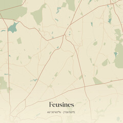 Vintage map of Feusines, France.