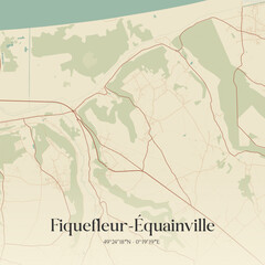 Vintage map of Fiquefleur-Équainville, France.