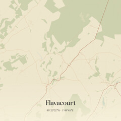 Fototapeta premium Vintage map of Flavacourt, France.
