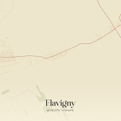 Vintage map of Flavigny, France.