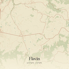 Vintage map of Flavin, France.