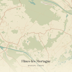 Obraz premium Vintage map of Flines-lès-Mortagne, France.