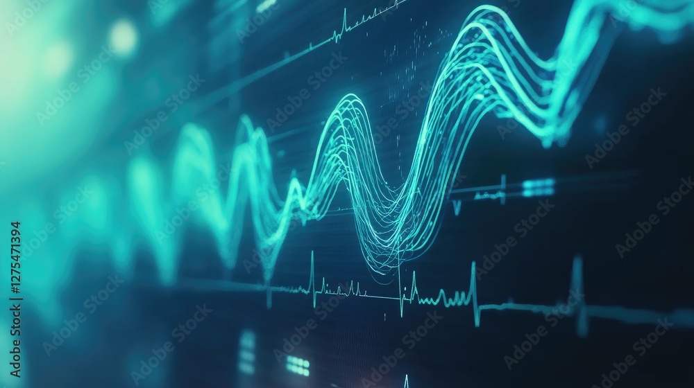 Aufkleber a smooth cyan heartbeat pattern displayed on an ekg monitor, symbolizing comfort and stability with 