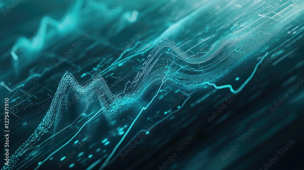 Poster A steady cyan heartbeat pattern on an EKG monitor, illustrating calmness and stability, creating a sense of comfort and tranquility