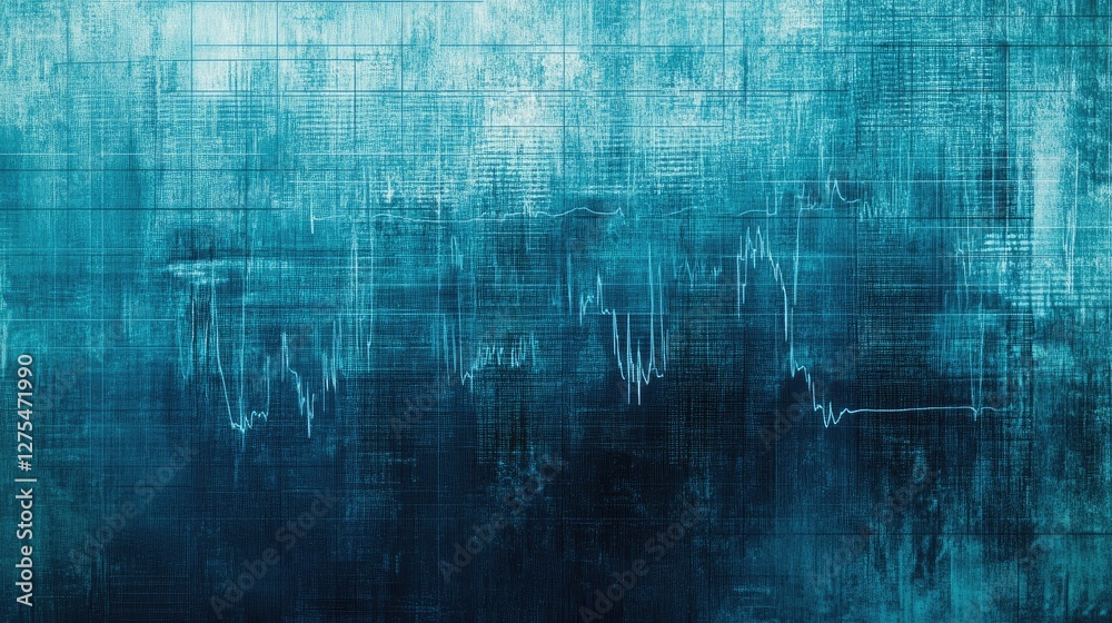 Poster A steady cyan heartbeat pattern on an EKG monitor, illustrating calmness and stability, creating a sense of comfort and tranquility