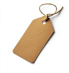 Brown tag with string on a clean white background, perfect for branding or product labeling.