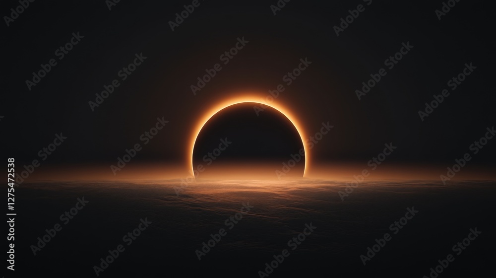 Aufkleber A subtle and elegant dark wallpaper with a soft gradient, creating the illusion of a solar eclipse with a glowing horizon, evoking serenity and mystery