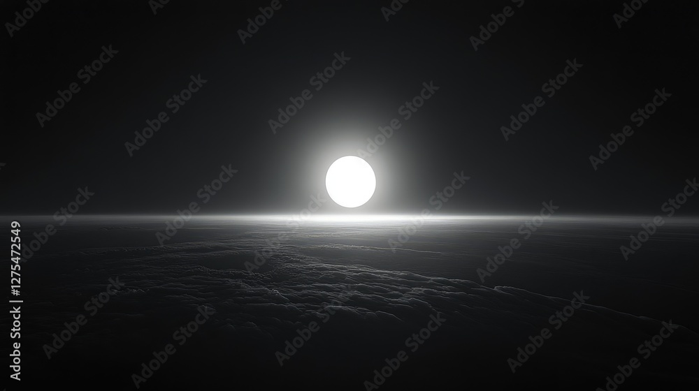 Aufkleber A subtle and elegant dark wallpaper with a soft gradient, creating the illusion of a solar eclipse with a glowing horizon, evoking serenity and mystery
