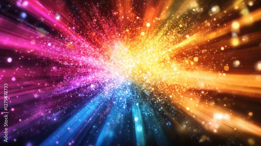 Poster A vibrant abstract color explosion, visually expressing the high energy and rhythm of a pop song with dynamic, colorful bursts and movement