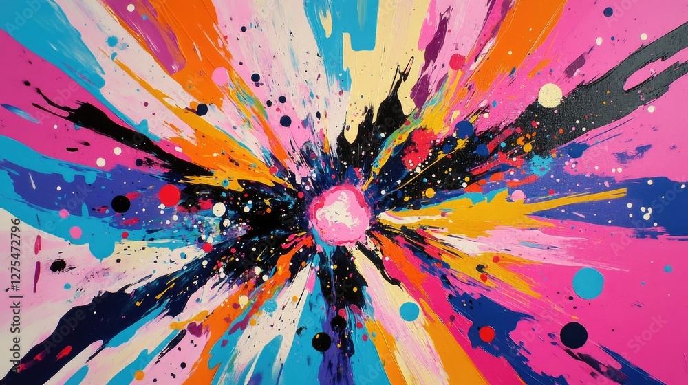 Poster A vibrant abstract color explosion, visually expressing the high energy and rhythm of a pop song with dynamic, colorful bursts and movement