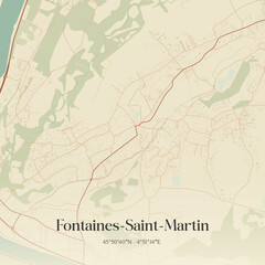 Obraz premium Vintage map of Fontaines-Saint-Martin, France.