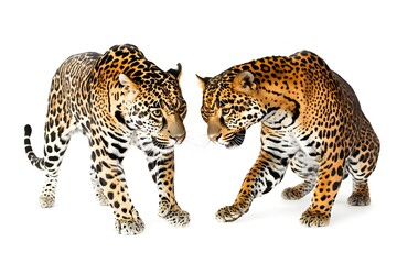 Naklejka premium Leopard and Jaguar Playing Together