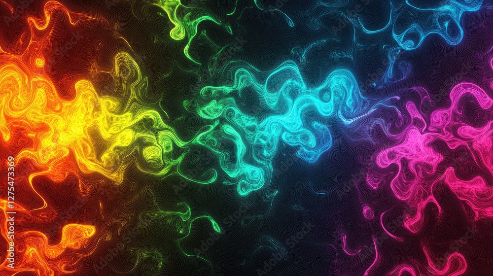 Aufkleber A vibrant gradient of neon lights in rainbow colors, forming abstract glowing patterns on a dark backdrop to represent Pride