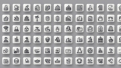 "Comprehensive Thin Line Icon Set: Business, Marketing, E-Commerce, and Media Contact"