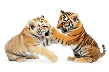 Obraz premium Lion and Tiger Playing Together