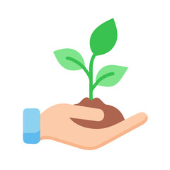plant sprout in a hand icon design