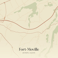Obraz premium Vintage map of Fort-Moville, France.