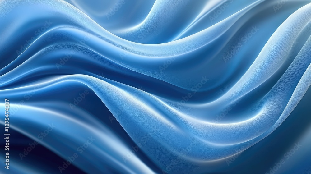 Fototapete Abstract 3D waves with a lustrous metallic finish, flowing smoothly in a rhythmic, fluid design that evokes a sense of elegance and movement