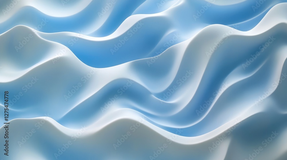 Aufkleber Abstract blue wave-like patterns undulating horizontally, creating a dynamic background full of depth and movement, perfect for modern designs